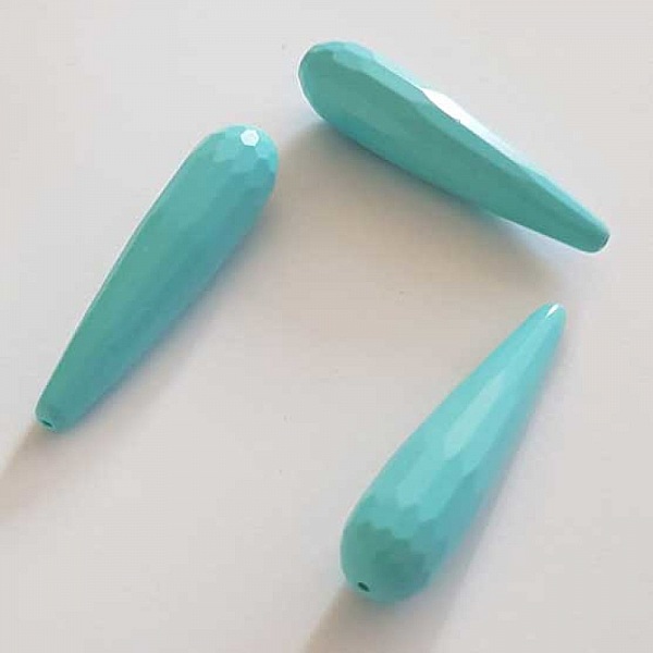 Perle Goutte Facett&eacute;e Bleu Ciel 40 mm
