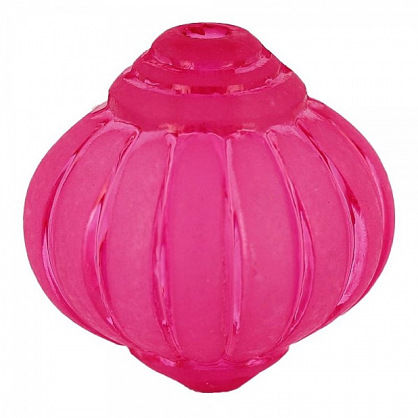 Perle Lucite Forme Lampion Stri&eacute;e Fushia