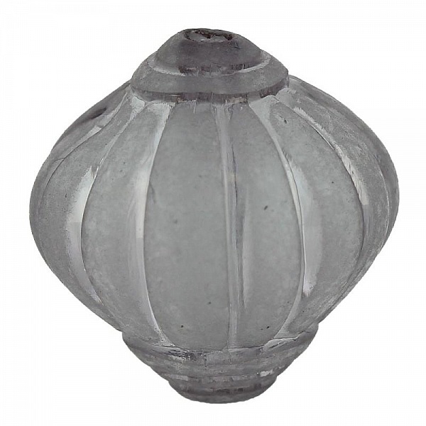 Perle Lucite Forme Lampion Stri&eacute;e Gris