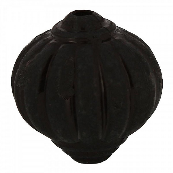 Perle Lucite Forme Lampion Stri&eacute;e Noir