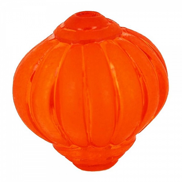 Perle Lucite Forme Lampion Stri&eacute;e Orange