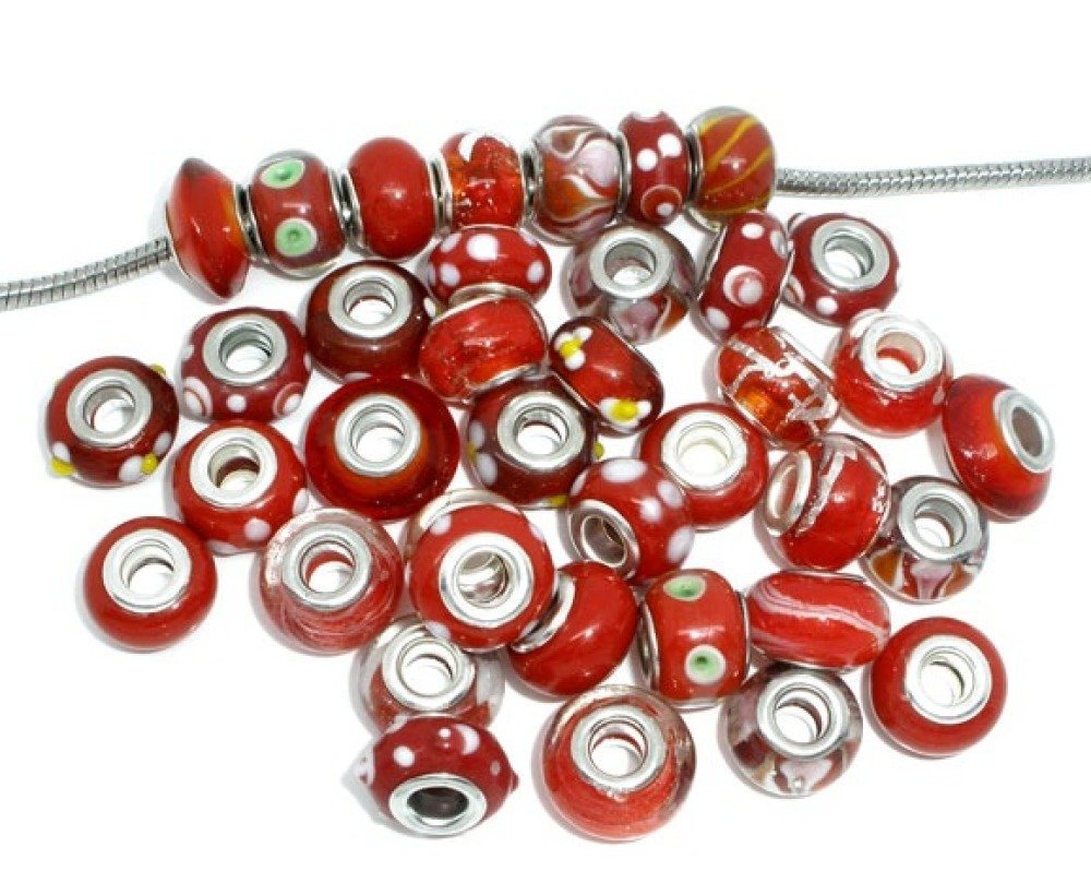 Perle N&deg;0000 Lot de 100 mix Rouge