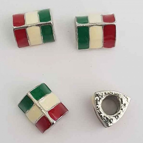 Perle N&deg;0003 Drapeau Email Tricolore Compatible