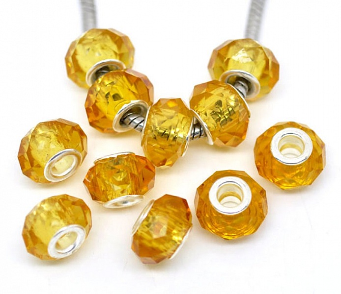 Perle N&deg;0071 jaune dor&eacute; compatible europ&eacute;en