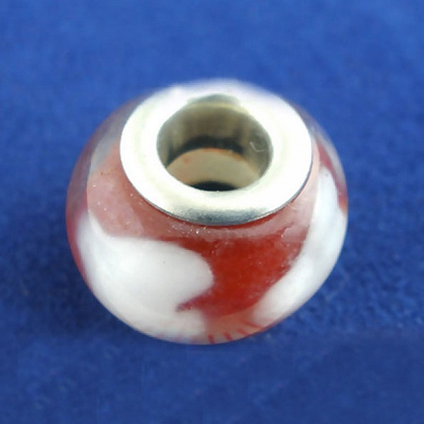 Perle N&deg;0096 compatible Europ&eacute;en rouge et blanc
