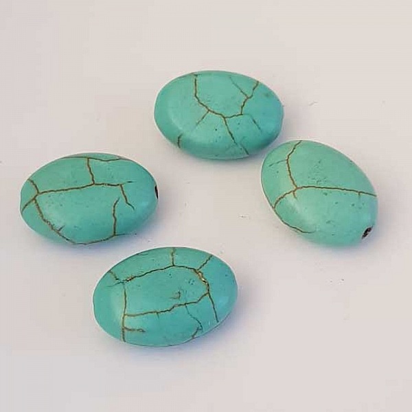 Perle Ovale Craquel&eacute; Turquoise 17 mm N&deg;01