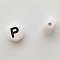 Perle Ronde Lettre P Blanc Noir 7mm