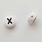 Perle Ronde Lettre X Blanc Noir 7mm
