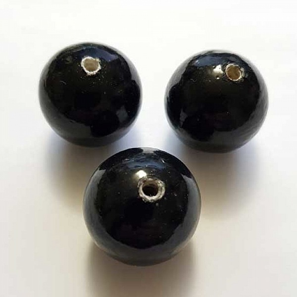 Perle Ronde Papier Mach&eacute; GT 30mm Noir