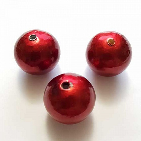 Perle Ronde Papier Mach&eacute; GT 30mm Rouge