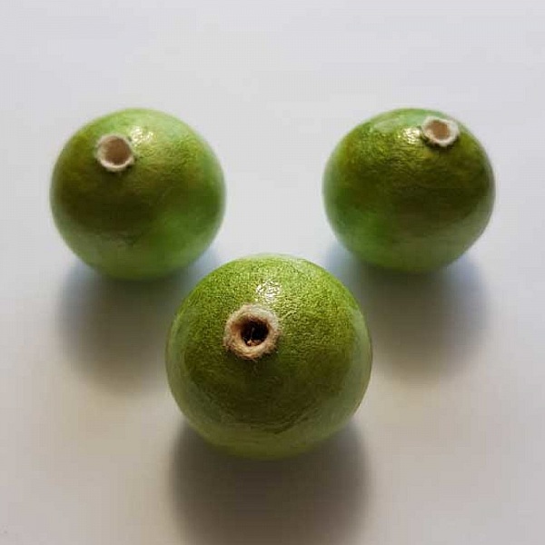Perle Ronde Papier Mach&eacute; GT 30mm Vert
