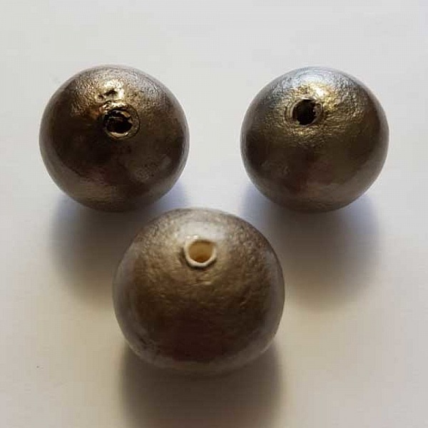 Perle Ronde Papier Mach&eacute; GT 30mm Taupe