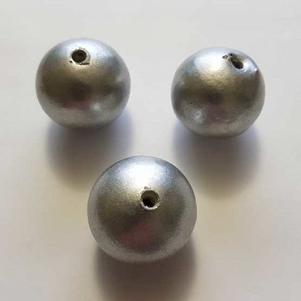 Perle Ronde Papier Mach&eacute; GT 30mm Argent&eacute;