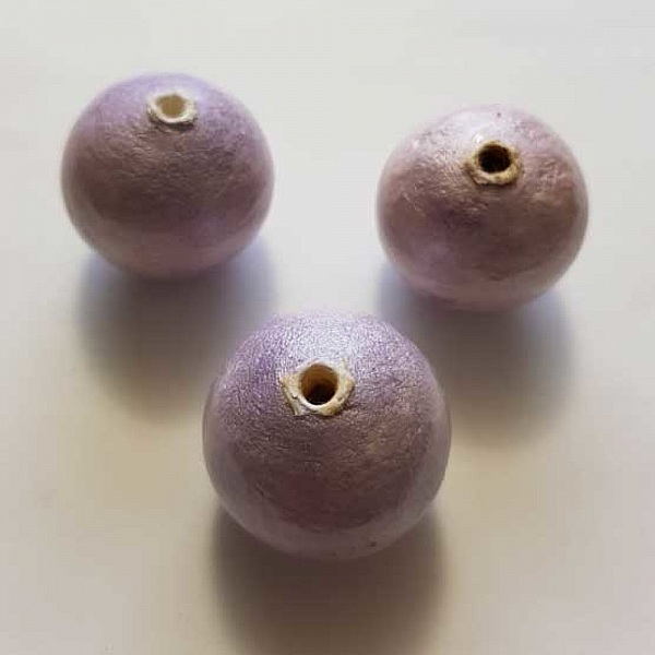 Perle Ronde Papier Mach&eacute; GT 30mm Mauve