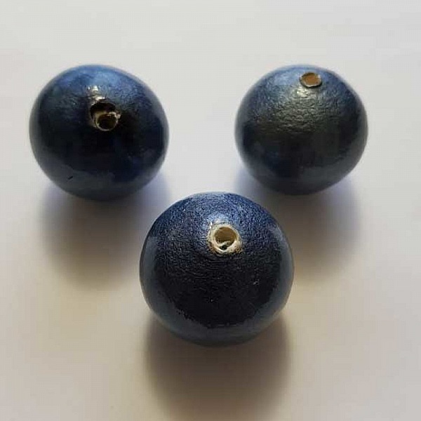 Perle Ronde Papier Mach&eacute; GT 30mm Bleu Fonc&eacute;