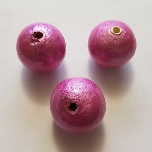 Perle Ronde Papier Mach&eacute; GT 30mm Fushia