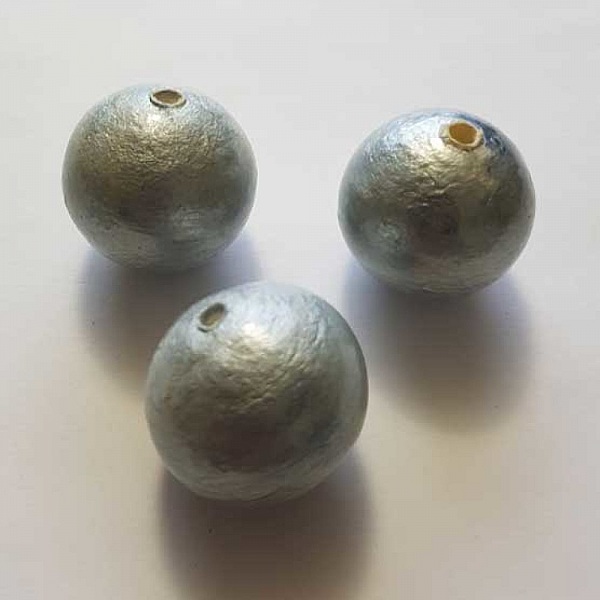 Perle Ronde Papier Mach&eacute; GT 30mm Gris Bleu
