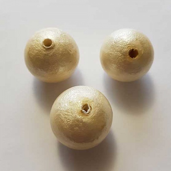 Perle Ronde Papier Mach&eacute; GT 30mm Cr&egrave;me