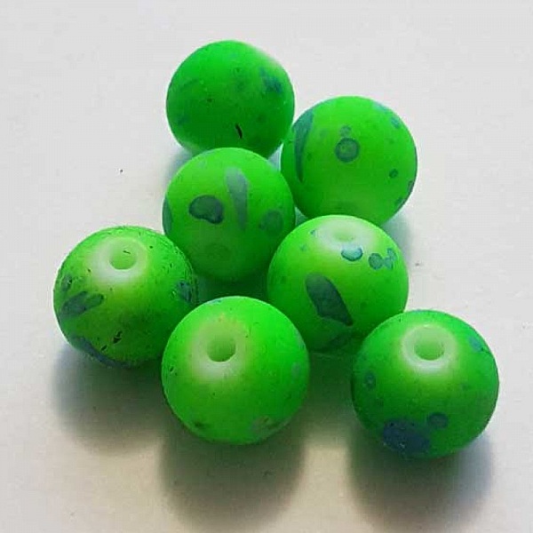 Perle Ronde effet gomme tachet&eacute; 10 mm Vert 01