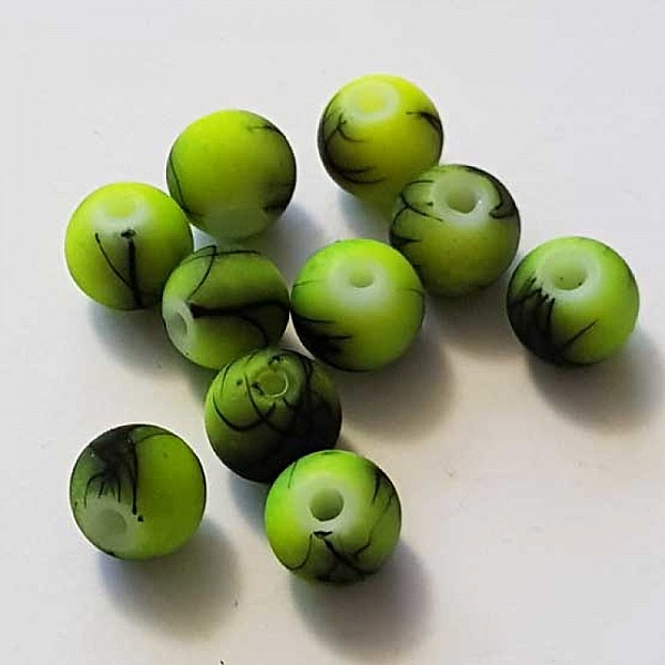 Perle Ronde effet gomme tachet&eacute; 10 mm Jaune 02