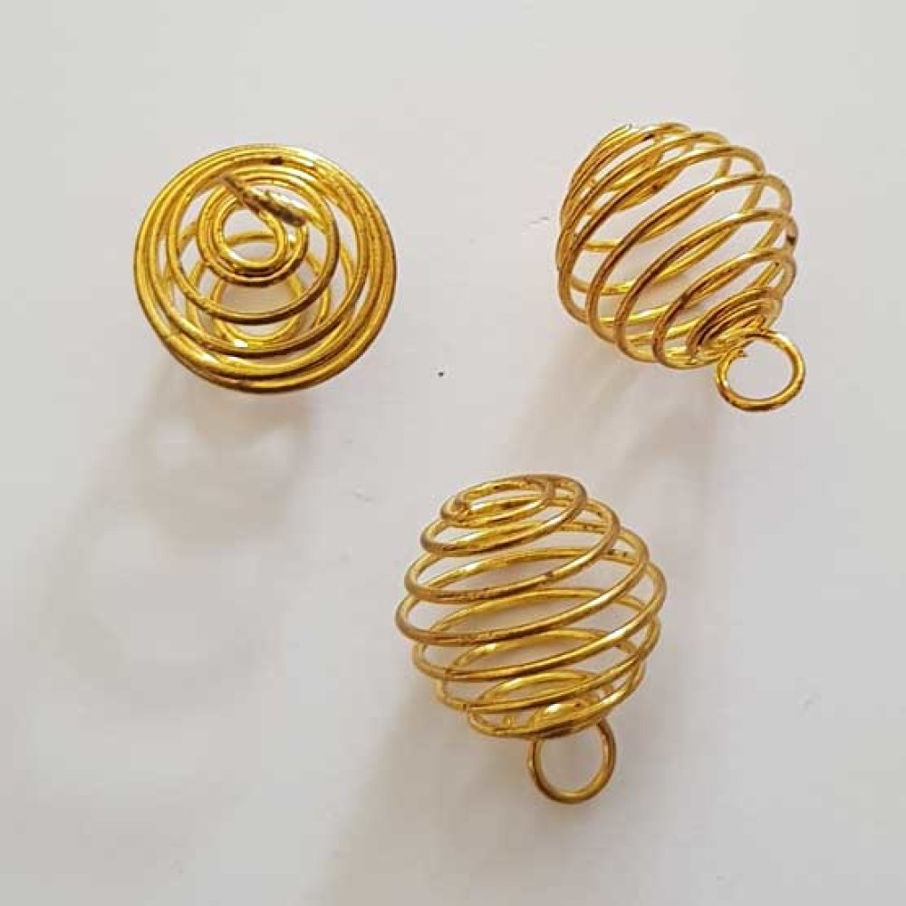 Perle Spiral Ressort Cage 19 mm Dor&eacute; N&deg;08