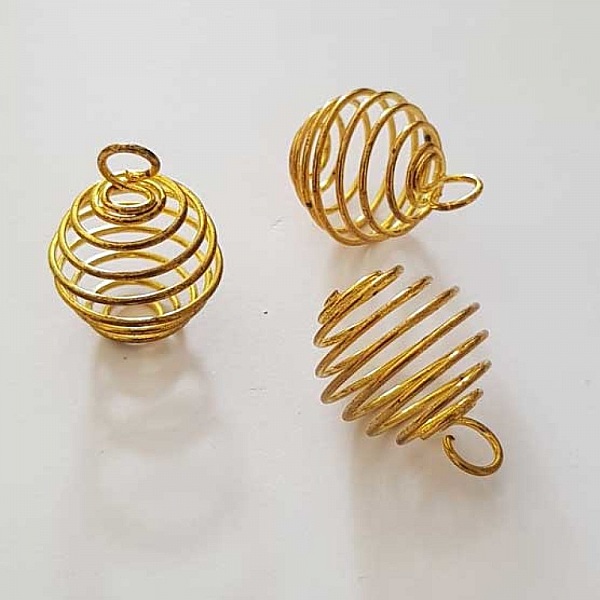 Perle Spiral Ressort Cage 19 mm Dor&eacute; N&deg;08