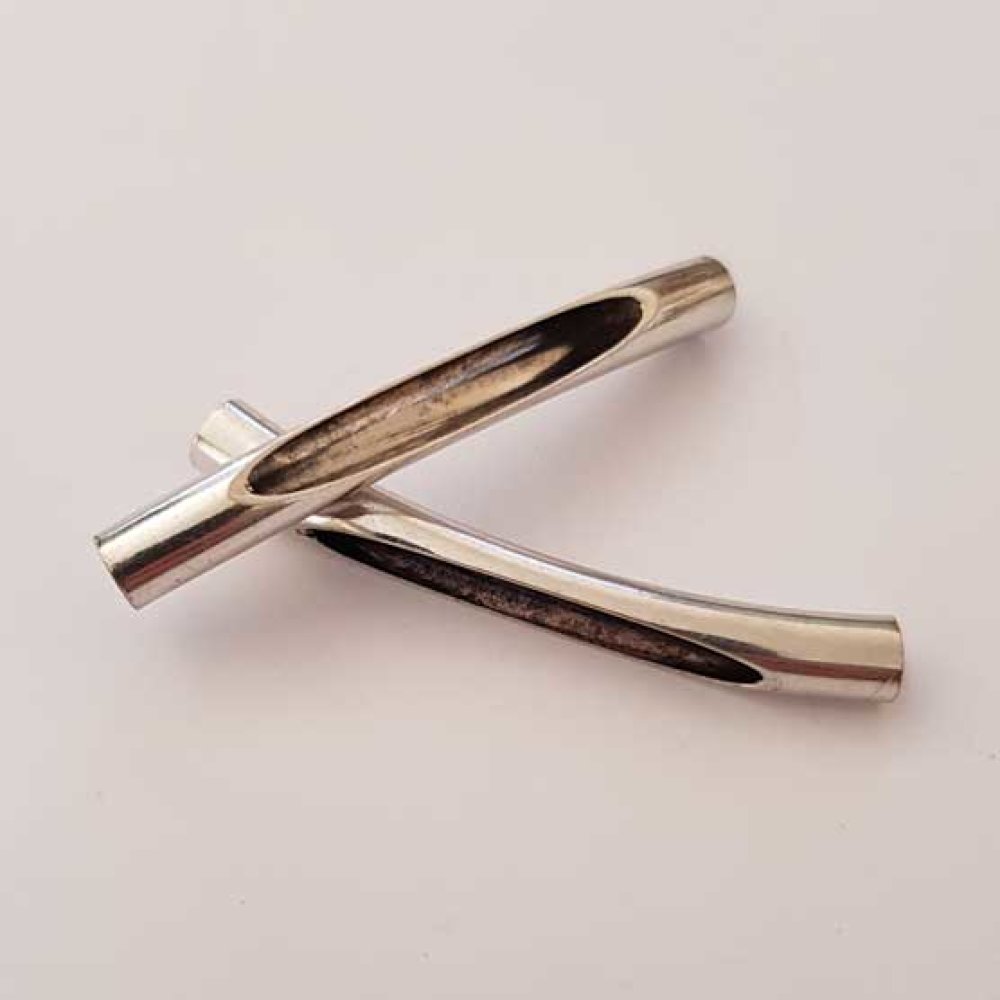 Perle Tube Courb&eacute; N&deg;10 Argent Vieilli 50 mm