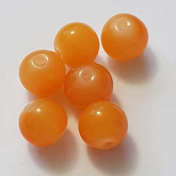 Perle Verre Ronde 10 mm Orange 02 x 1 Pi&egrave;ce