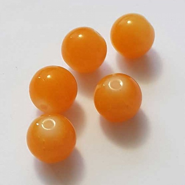 Perle Verre Ronde 14 mm Orange 02 x 1 Pi&egrave;ce