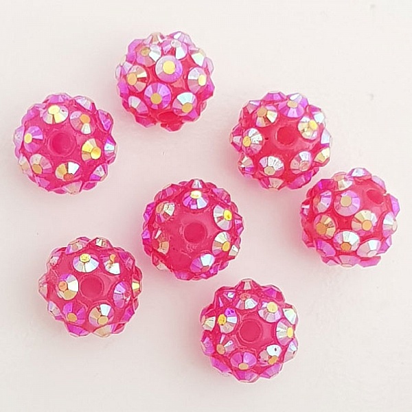 Perle acrylique et strass 10 mm style shamballa N&deg;02