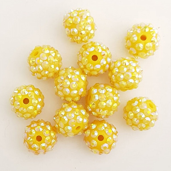 Perle acrylique et strass 14 mm style shamballa N&deg;01