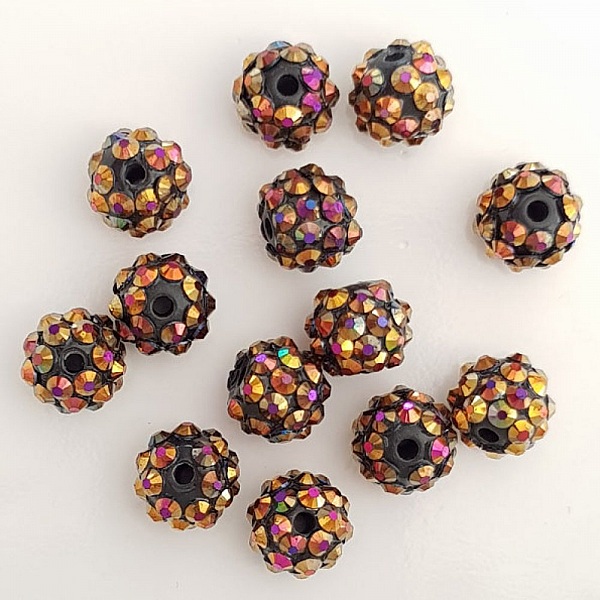 Perle acrylique et strass 10 mm style shamballa N&deg;04
