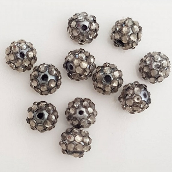 Perle acrylique et strass 10 mm style shamballa N&deg;05