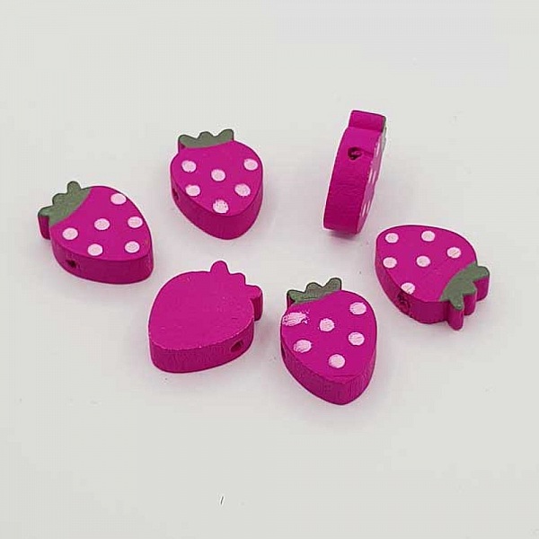 Perle bois forme fraise mauve N&deg;01-04