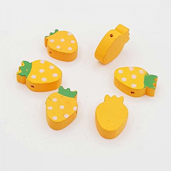 Perle bois forme fraise orange N&deg;01-07