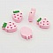 Perle bois forme fraise rose N&deg;01-01