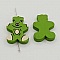Perle bois forme ours vert N&deg;01-04.