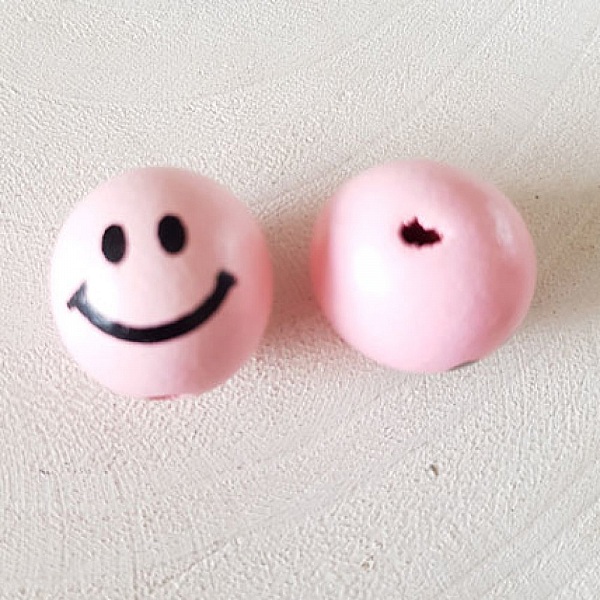 Perle bois t&egrave;te personnage N&deg;06 Rose
