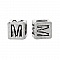 Perle carr&eacute; charms alphabet N&deg;01 lettre M m&eacute;tal argent&eacute; 7x7 mm
