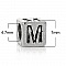 Perle carr&eacute; charms alphabet N&deg;01 lettre M m&eacute;tal argent&eacute; 7x7 mm