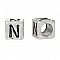 Perle carr&eacute; charms alphabet N&deg;01 lettre N m&eacute;tal argent&eacute; 7x7 mm