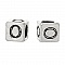 Perle carr&eacute; charms alphabet N&deg;01 lettre O m&eacute;tal argent&eacute; 7x7 mm