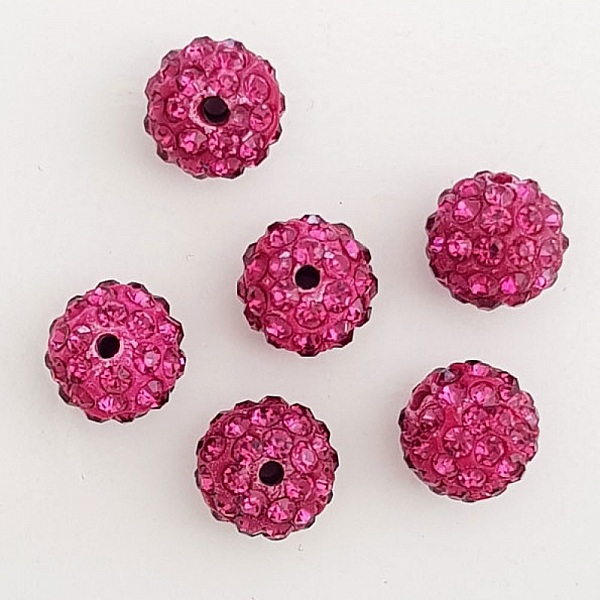 Perle en r&eacute;sine strass 10 mm style shamballa N&deg;08