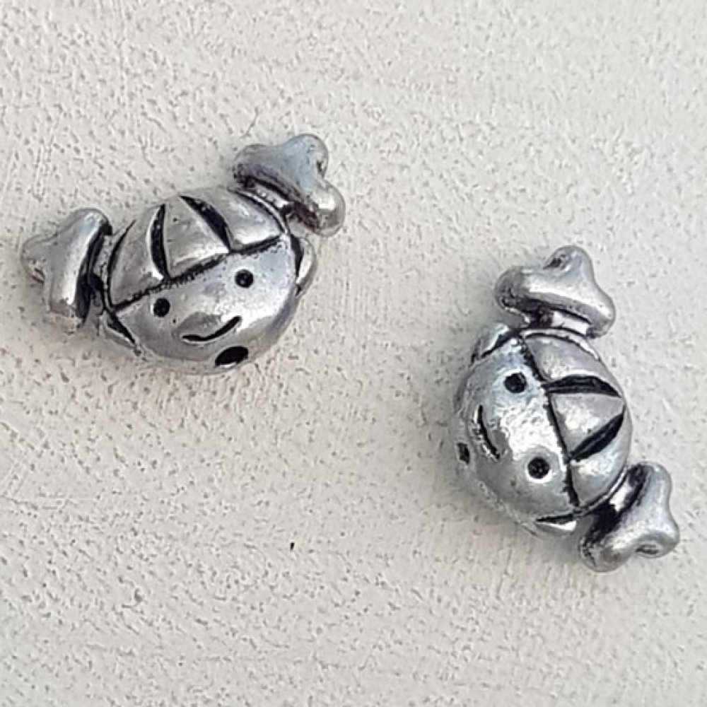 Perle m&eacute;tal Fille 3D argent N&deg;01