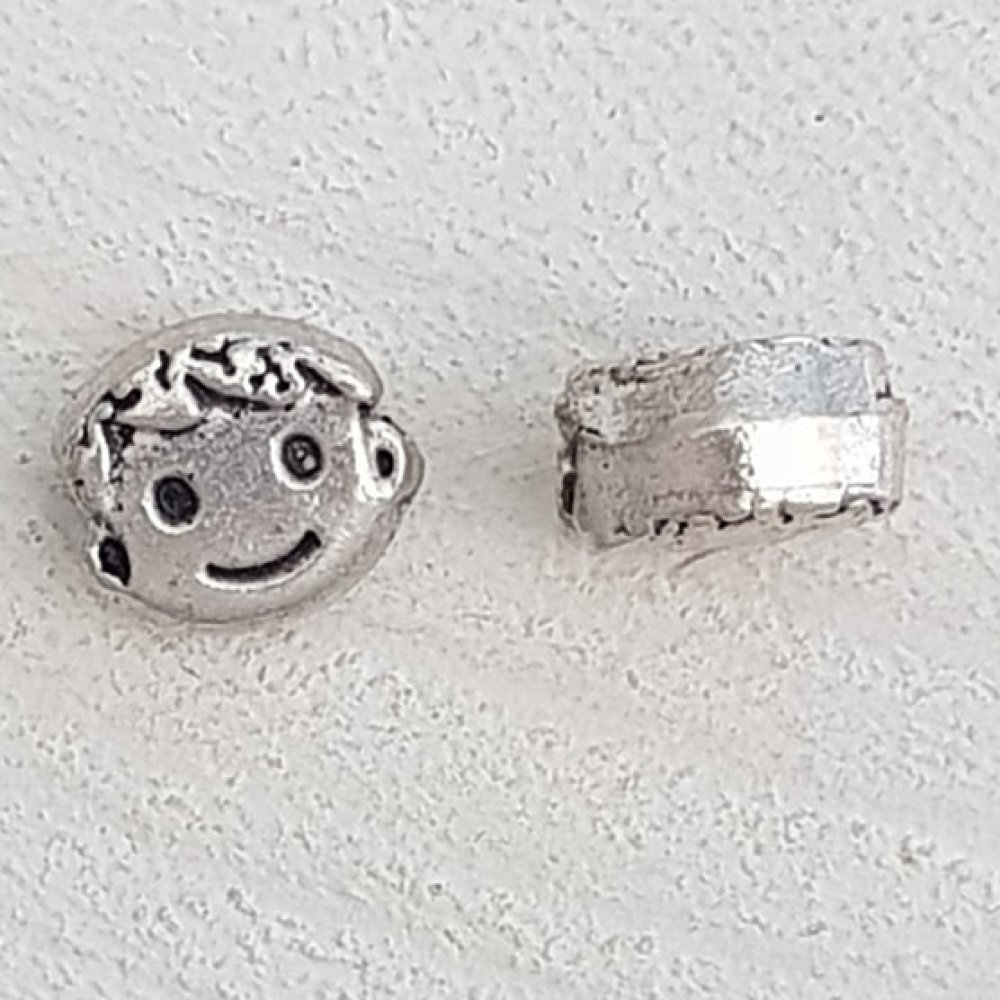 Perle m&eacute;tal Gar&ccedil;on 3D argent N&deg;03