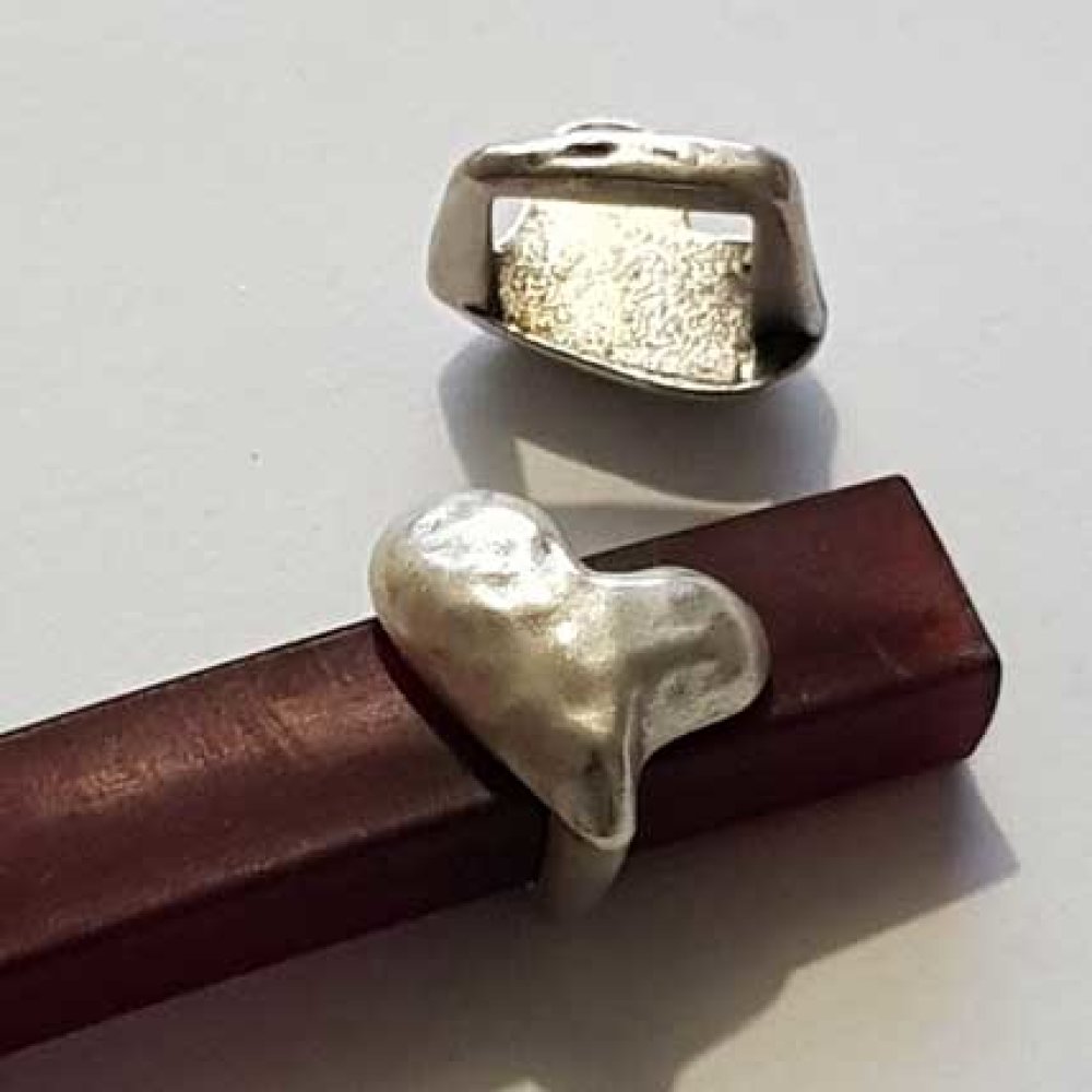 Perle passant coeur pour cuir &eacute;pais r&eacute;galiz 10 mm Argent N&deg;01