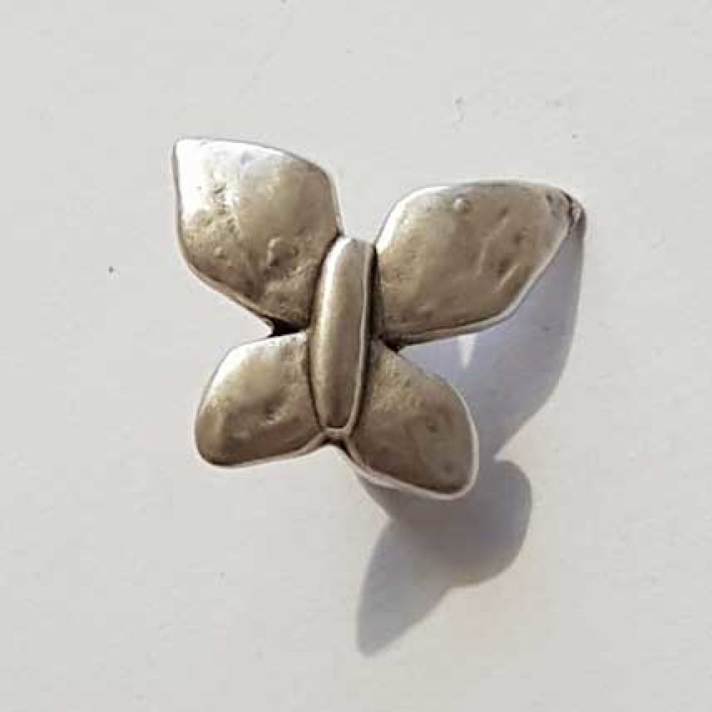 Perle passant papillon pour cuir &eacute;pais r&eacute;galiz 10 mm Argent N&deg;05