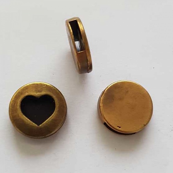Perle passant pour cuir 10 mm Bronze N&deg;11