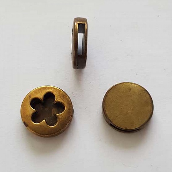 Perle passant pour cuir 10 mm Bronze N&deg;12