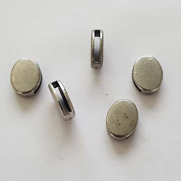 Perle passant pour cuir 10 mm Argent N&deg;18